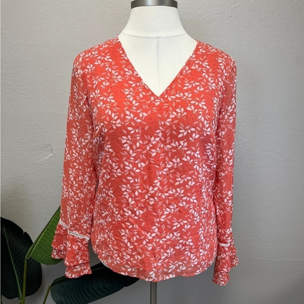 Long Tall Sally Peach Floral Top - Size 10